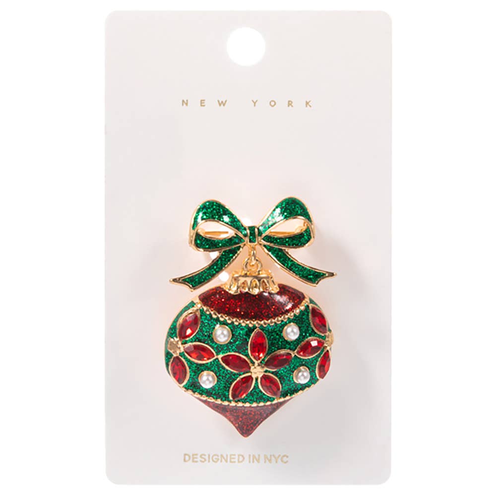 Christmas Bow Ornament Pin Brooch