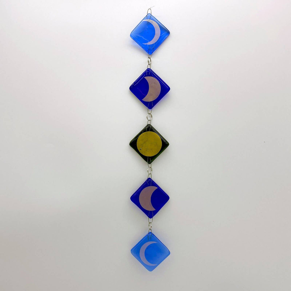 Moon Phases 5-piece Fused Glass Sun Catcher, Handmade