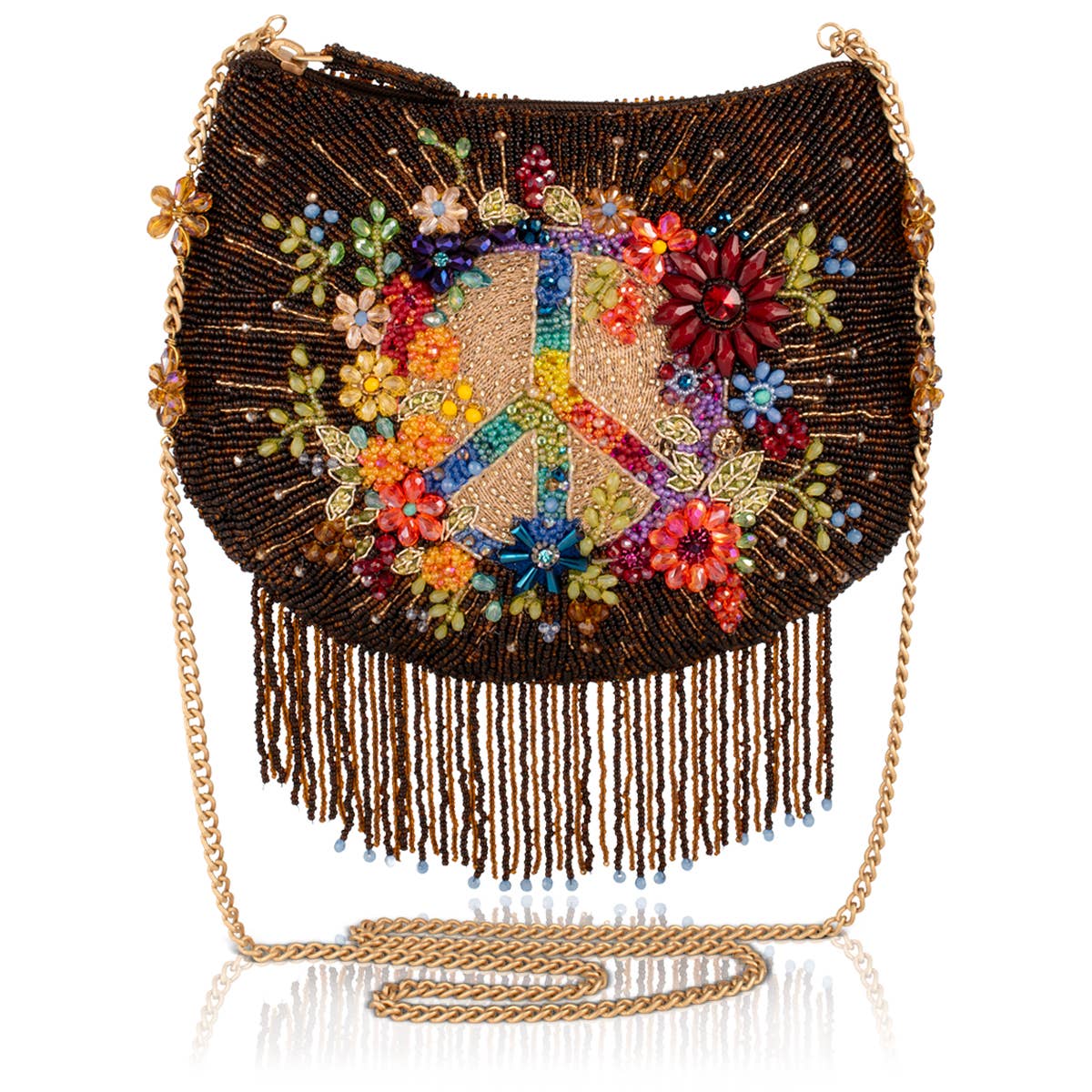 Peace &amp; Light beaded peace sign crossbody bag