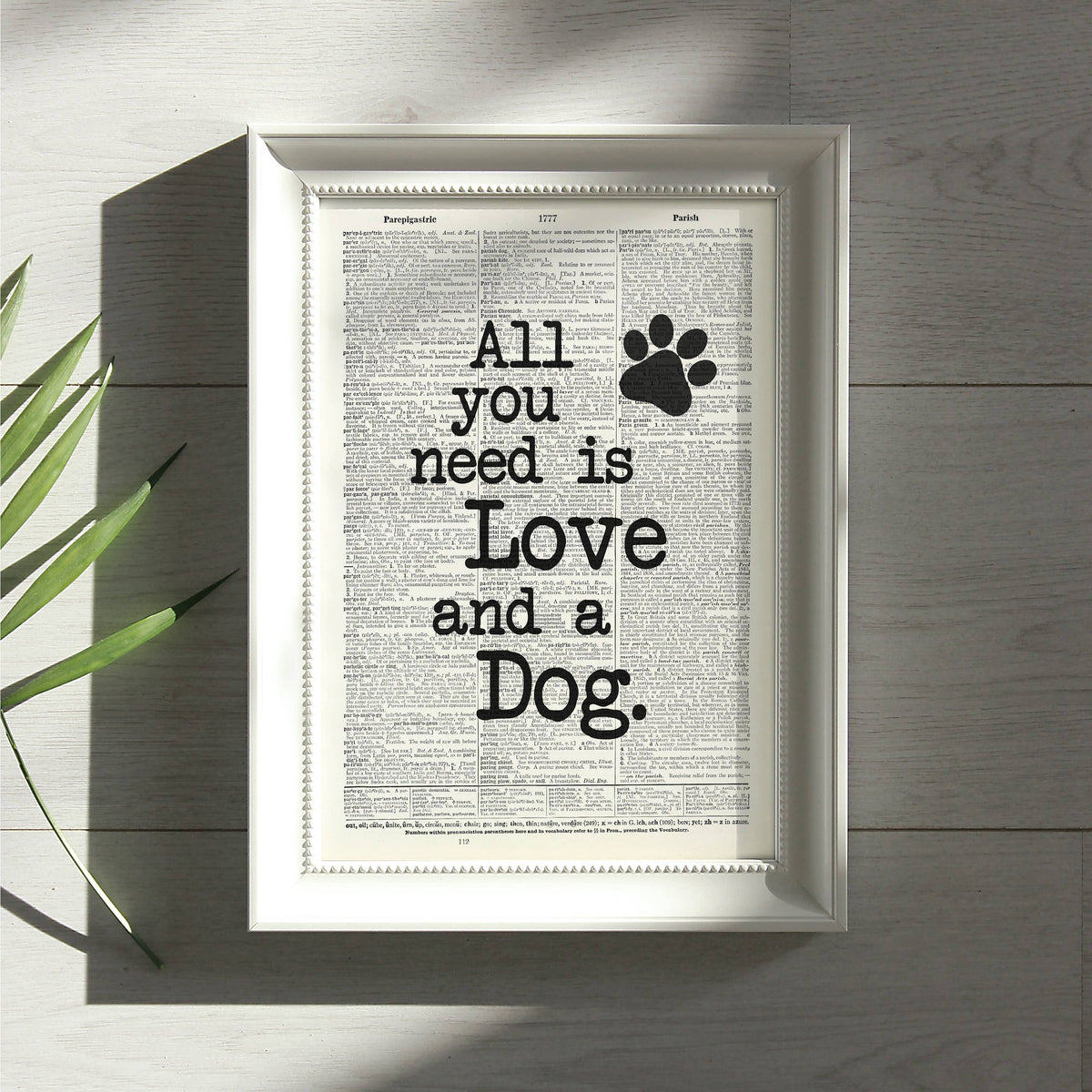 Vintage Art Dictionary Page - Love and a Dog