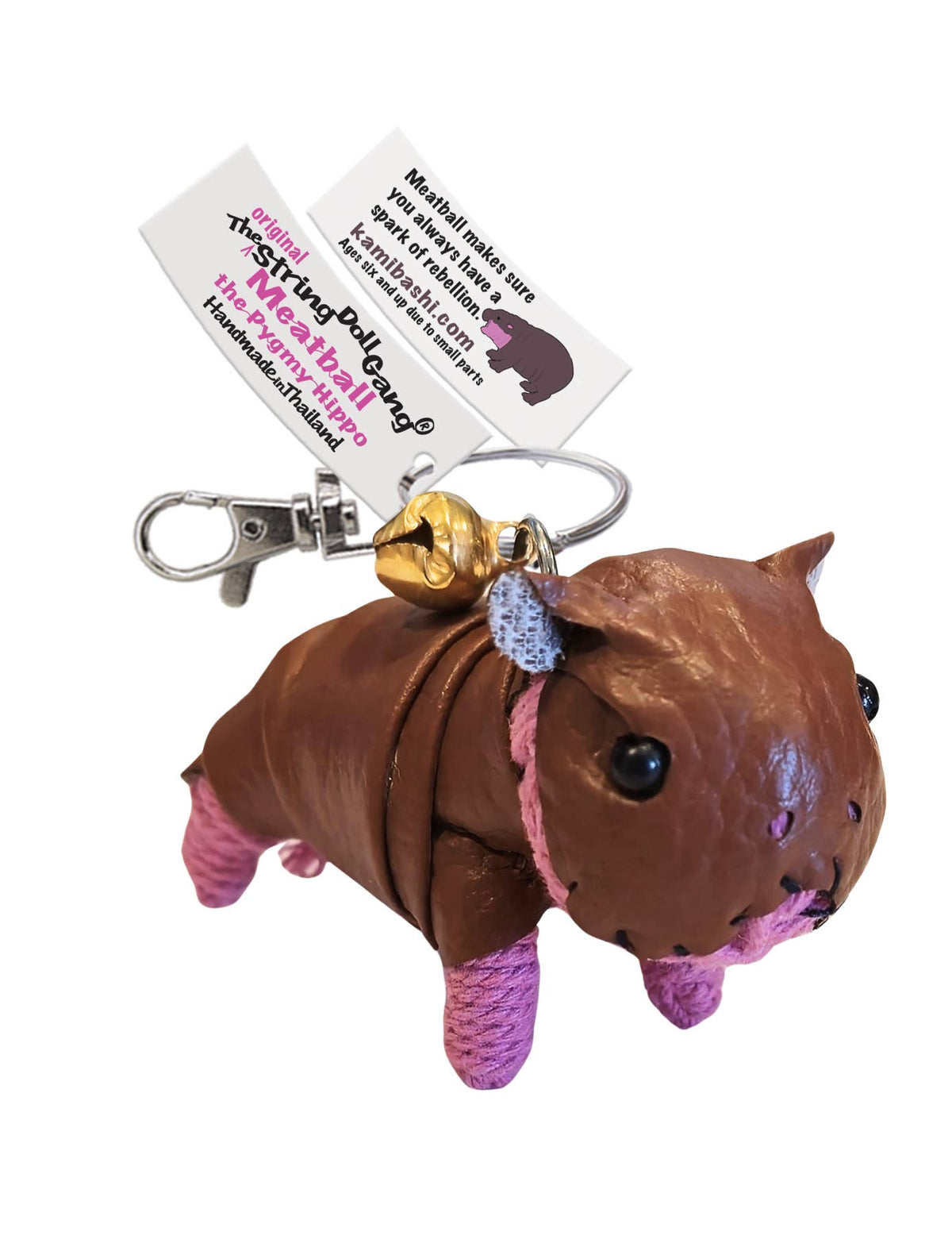 Meatball the Pygmy Hippo String Doll Keychain