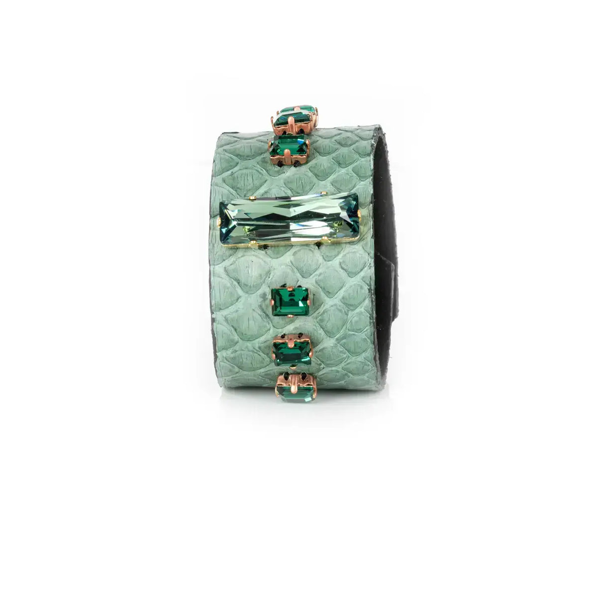 Emerald Line Python Cuff Mint Green Crystal Statement