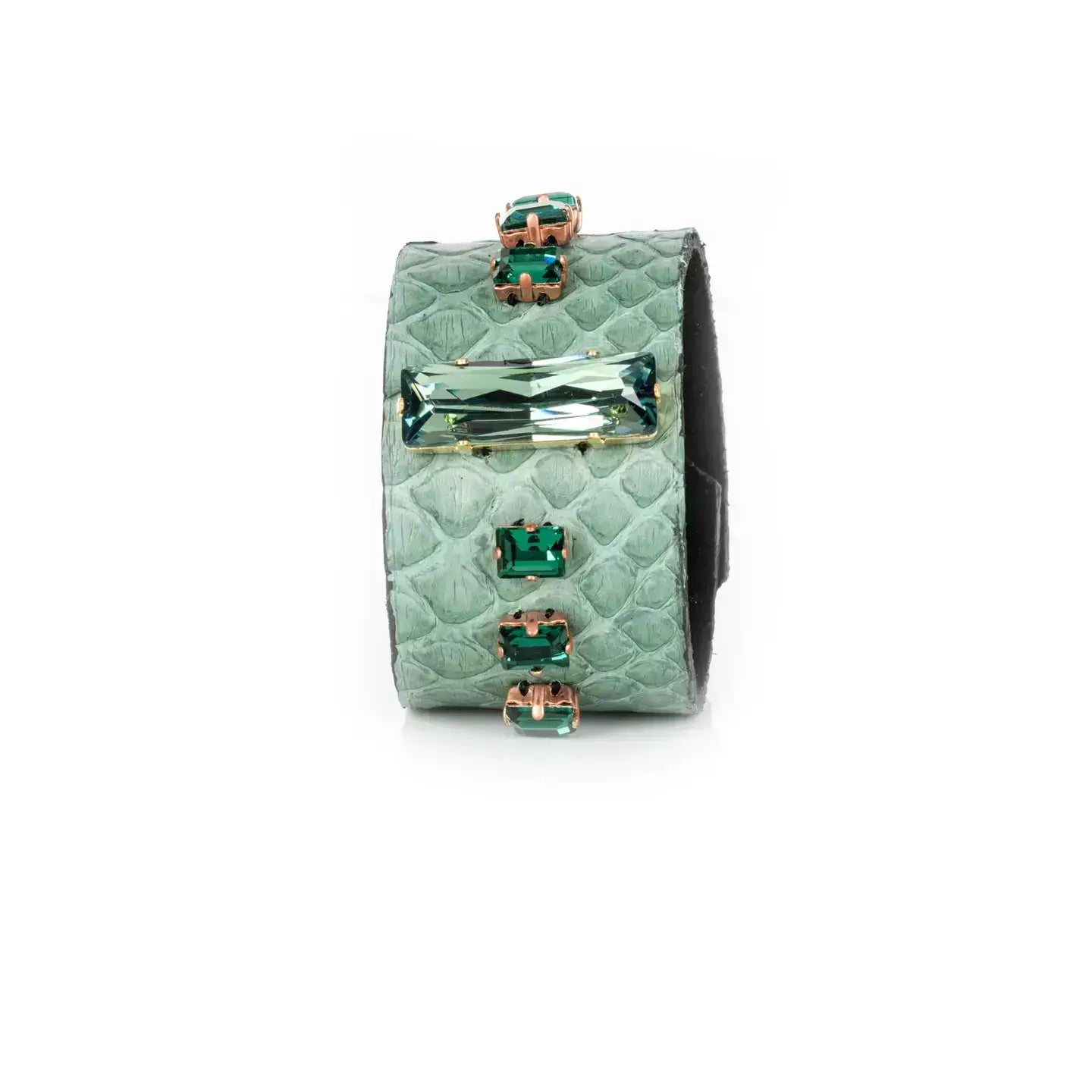 Emerald Line Python Cuff Mint Green Crystal Statement