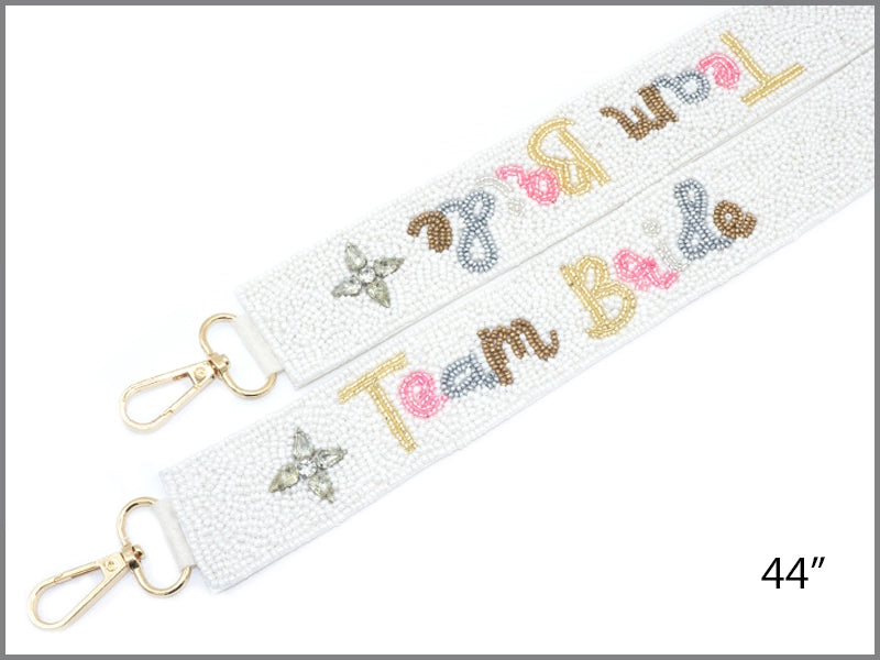 White Team Bride Camo Beaded Purse Strap
