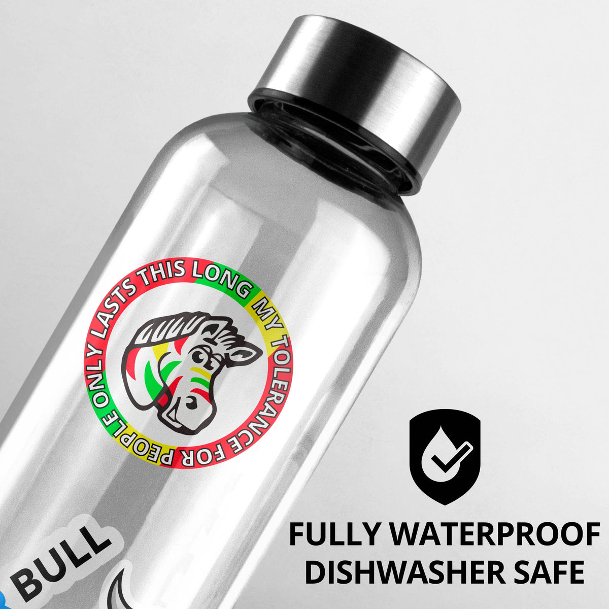 My Tolerance For People Only Lasts This Long, Zebra Gum Sticker, Meme Sticker, Fruit Stripe, Waterproof Vinyl Sticker for Car, Laptop, Phone