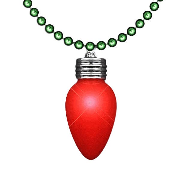 Flashing LED Vintage Christmas Bulb Necklace with Beads