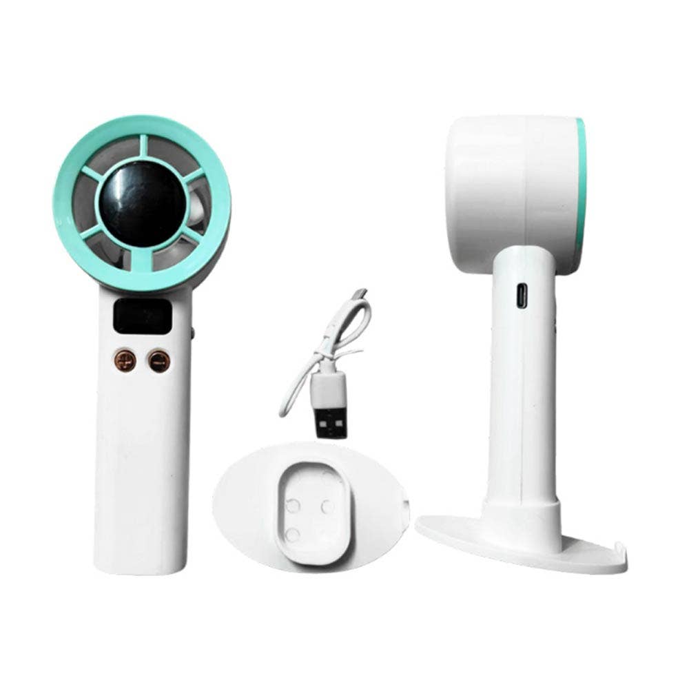 Light Up Digital Display Adjustable Speed Phone Stand Portable Handheld Mini Fan