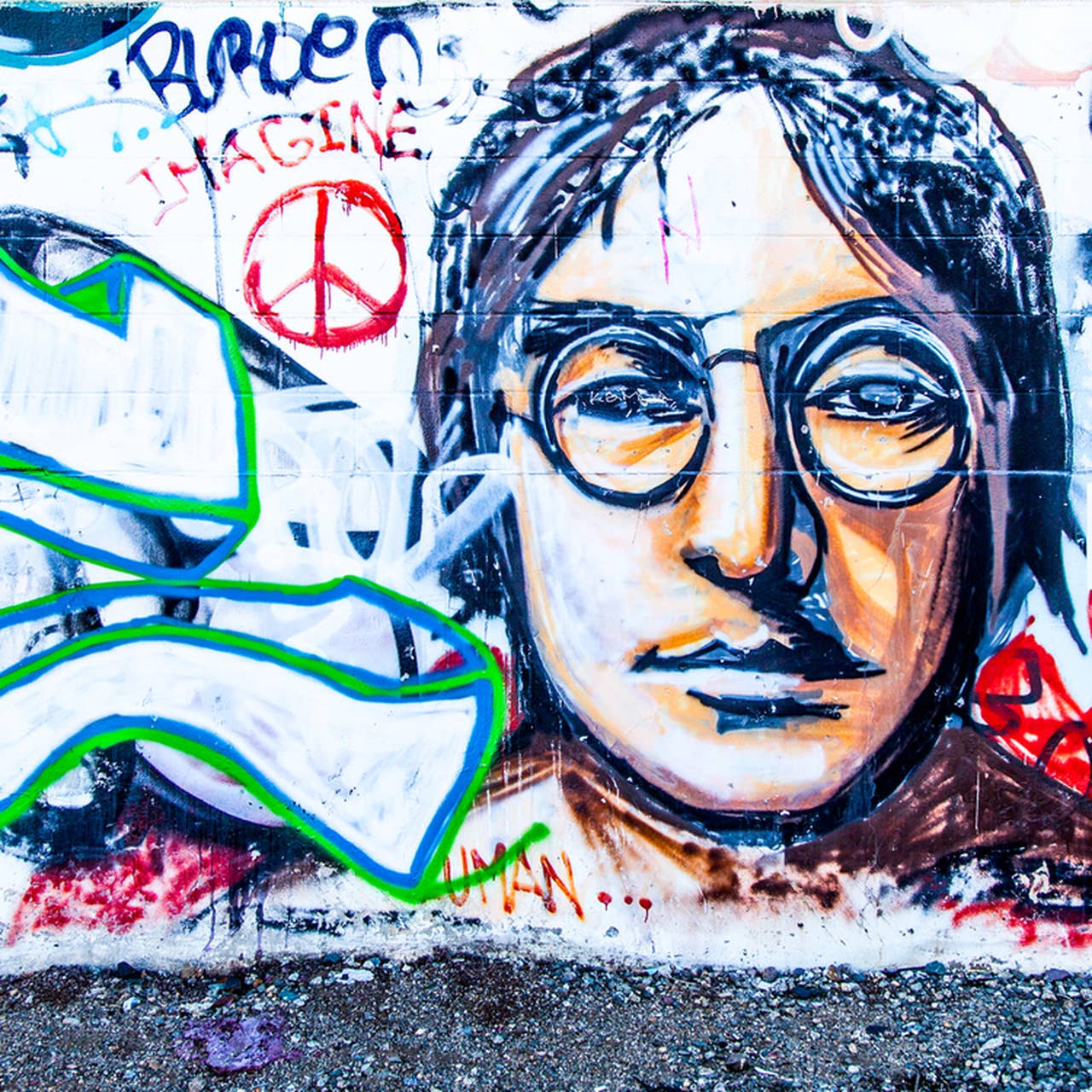 John Lennon Mural Ceramic Coaster