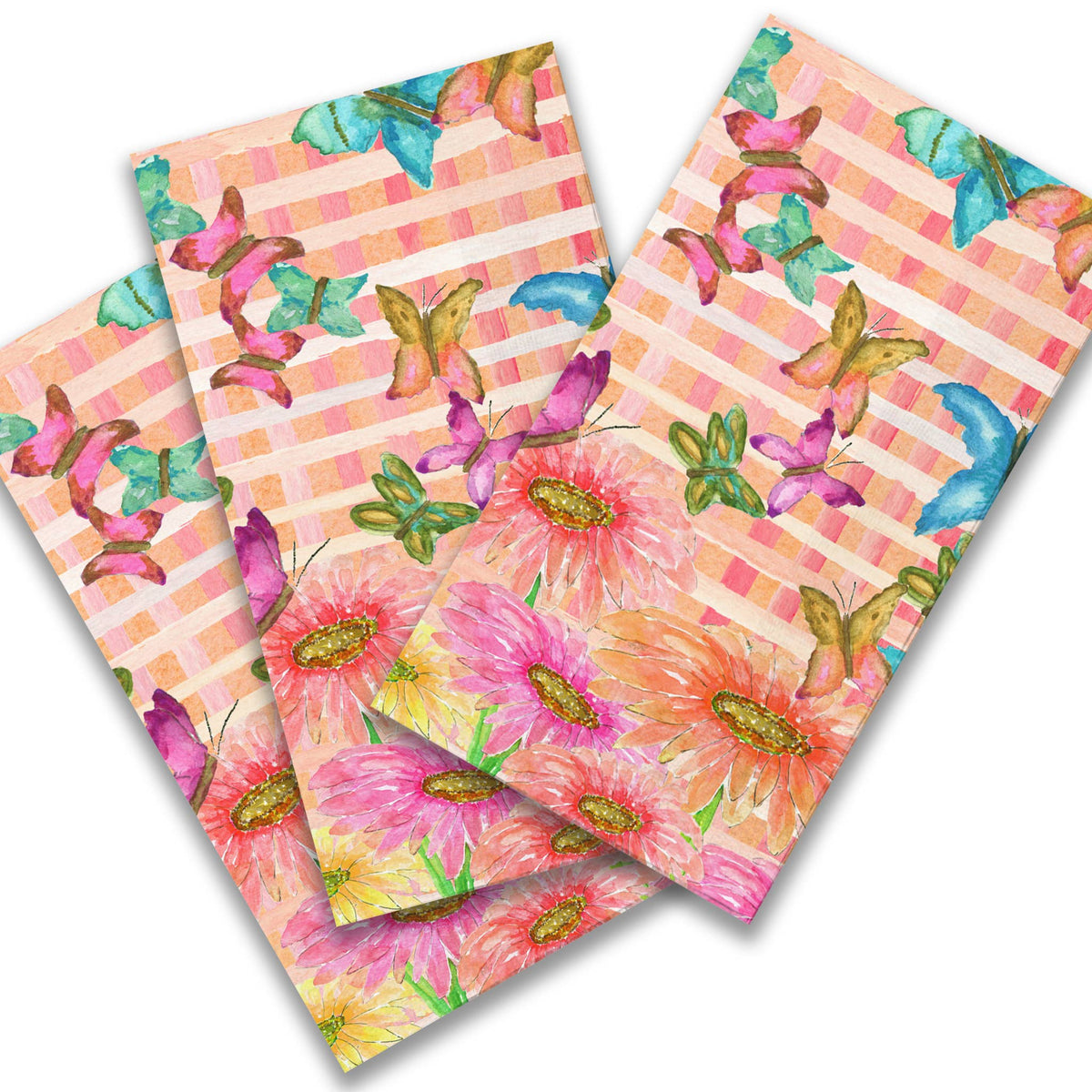 Butterflies &amp; Zinnias Guest Towel