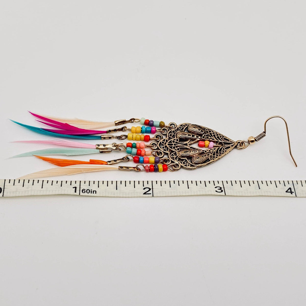 Bohemian Colorful Feather Tassel Earrings - BJ