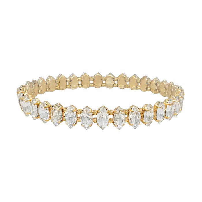 Clear Marque Crystal and Gold Stretch Bracelet