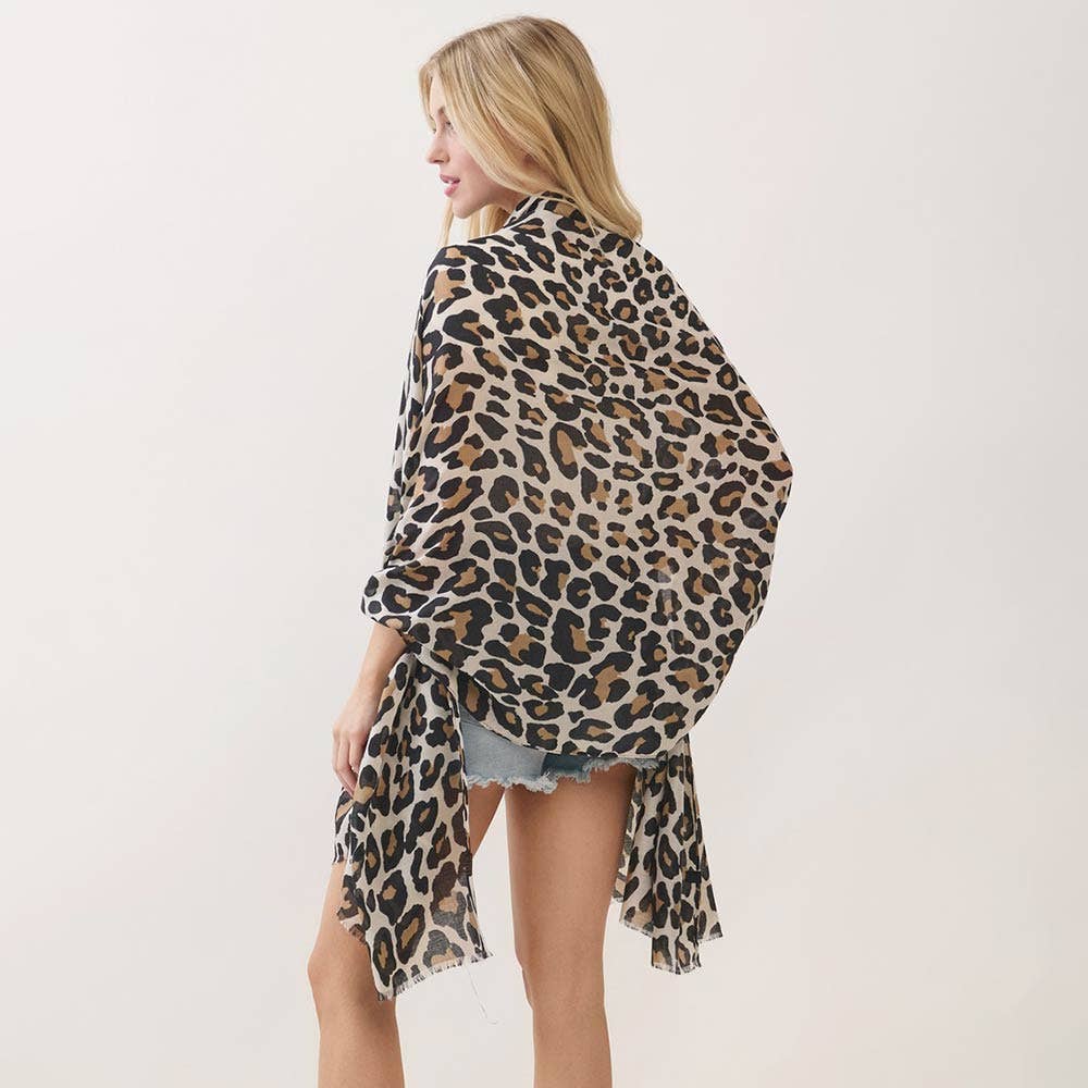 Leopard Print Wrap Scarf