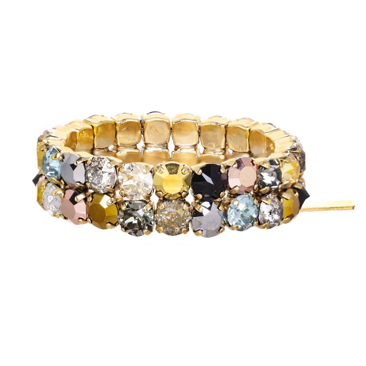 Olivia 2 Strand Stretch Bracelet in Metallics