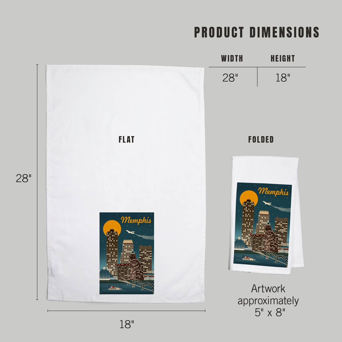 ORGANIC TEA TOWEL Memphis, Tennesseee, Retro Skyline