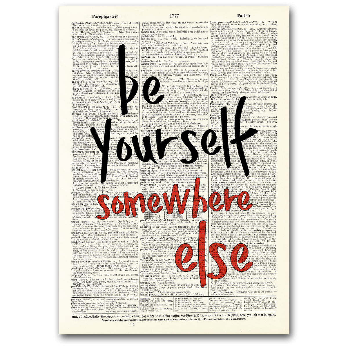 Art Print | Dictionary Page | Vintage | Be Yourself