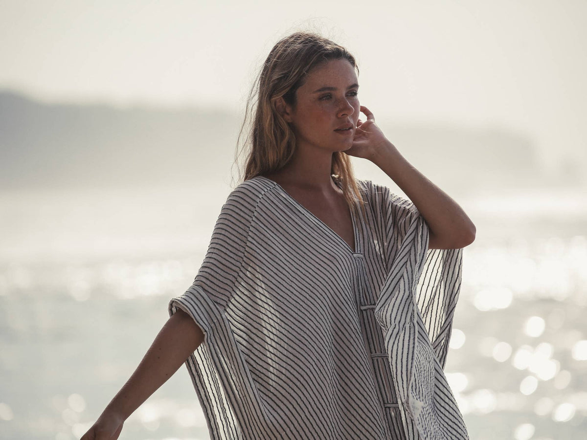 Ava Kimono - Black Stripes | 100% Turkish Cotton 100% Turkis: One Size / Black Stripes