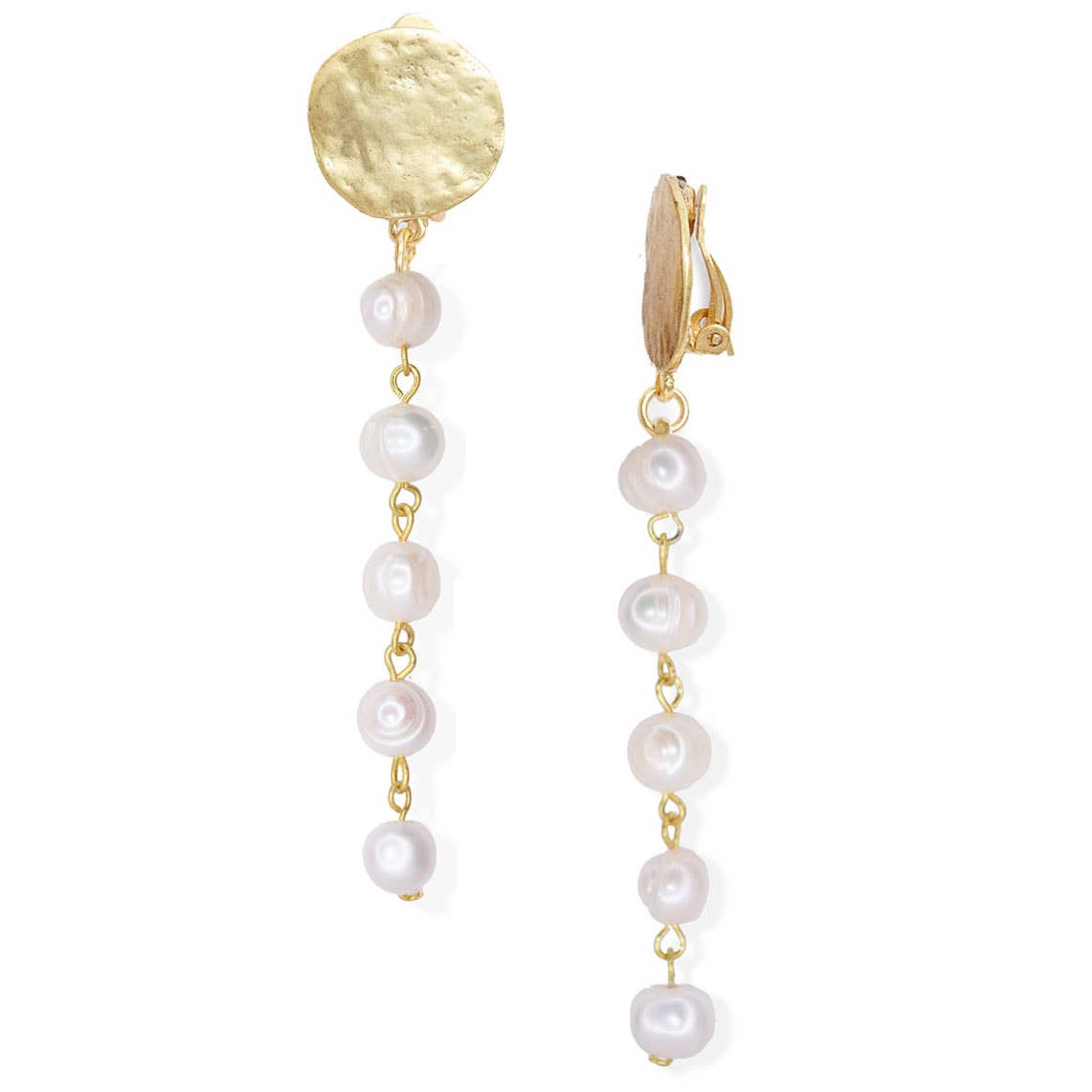 Fresh waterpearl linear drop clip on earrings: Silver