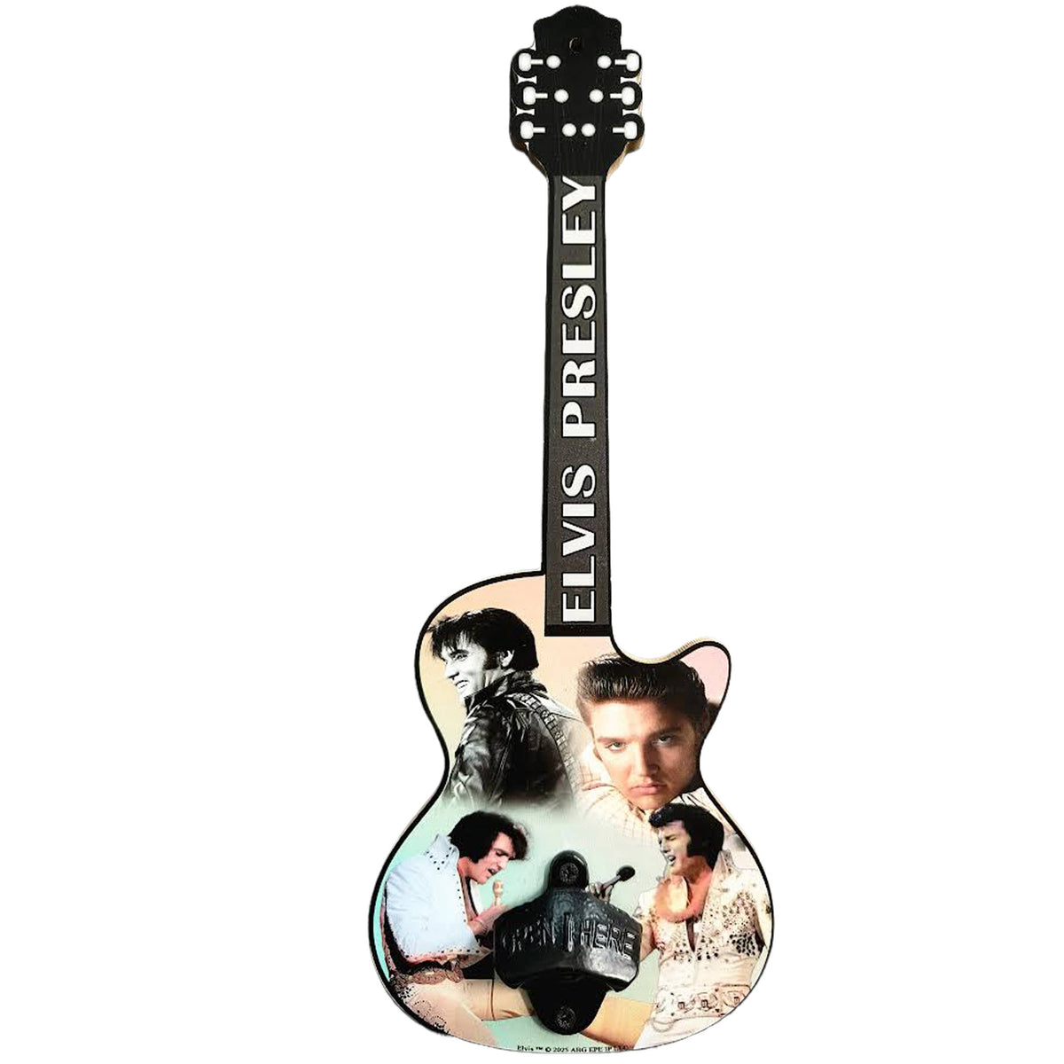 Elvis Bottle Opener - Guitar Collage 15" MDF