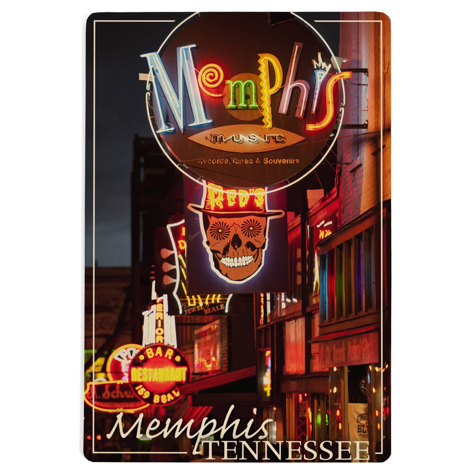 WOOD POSTCARD Memphis, Tennesseee, Beale Street