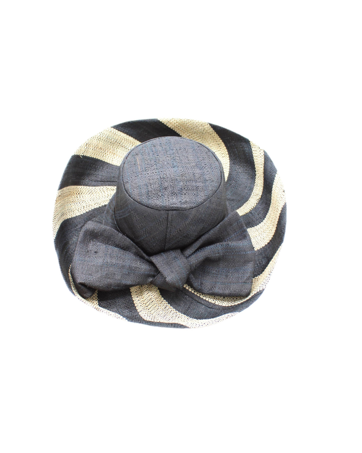 Audrey 5" Wide Brim Big Bow Stripe Straw Sun Hats