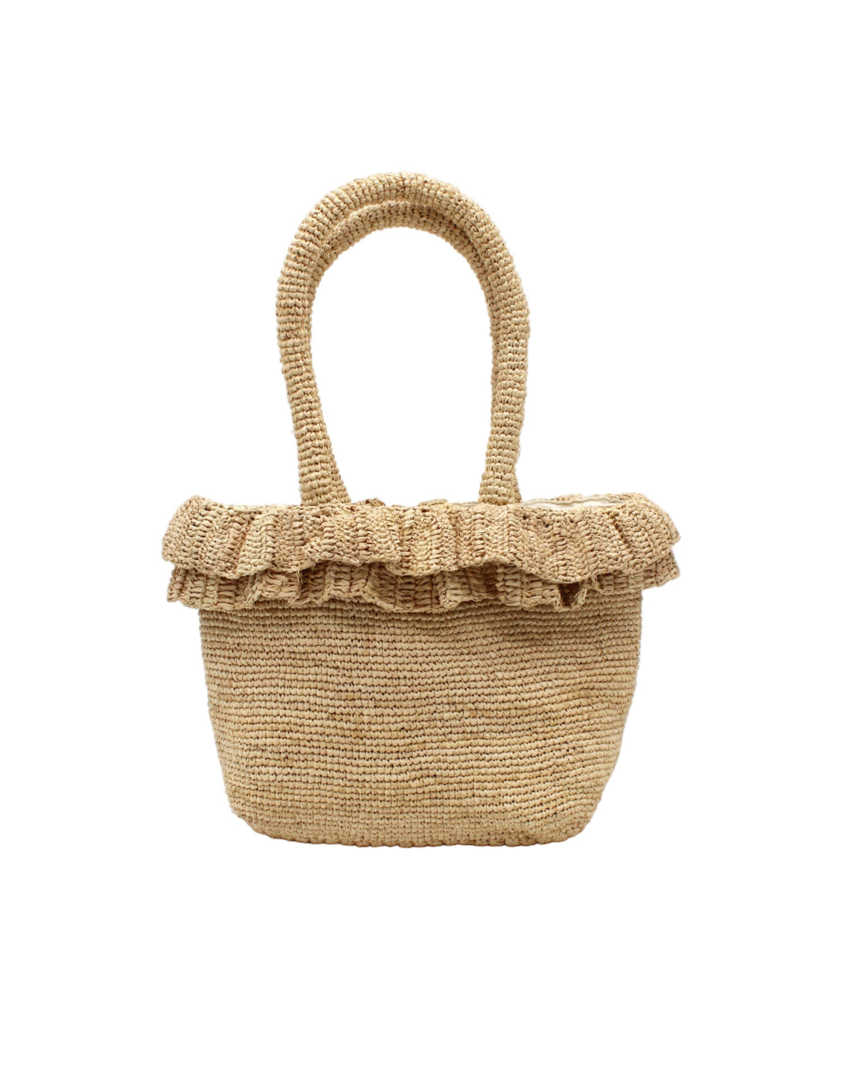 Kiri Ruffle Crochet Raffia Straw Basket Handbag