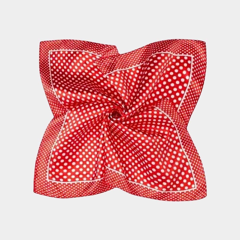 Silky Feel Polka Dot Pattern Print Square Scarves