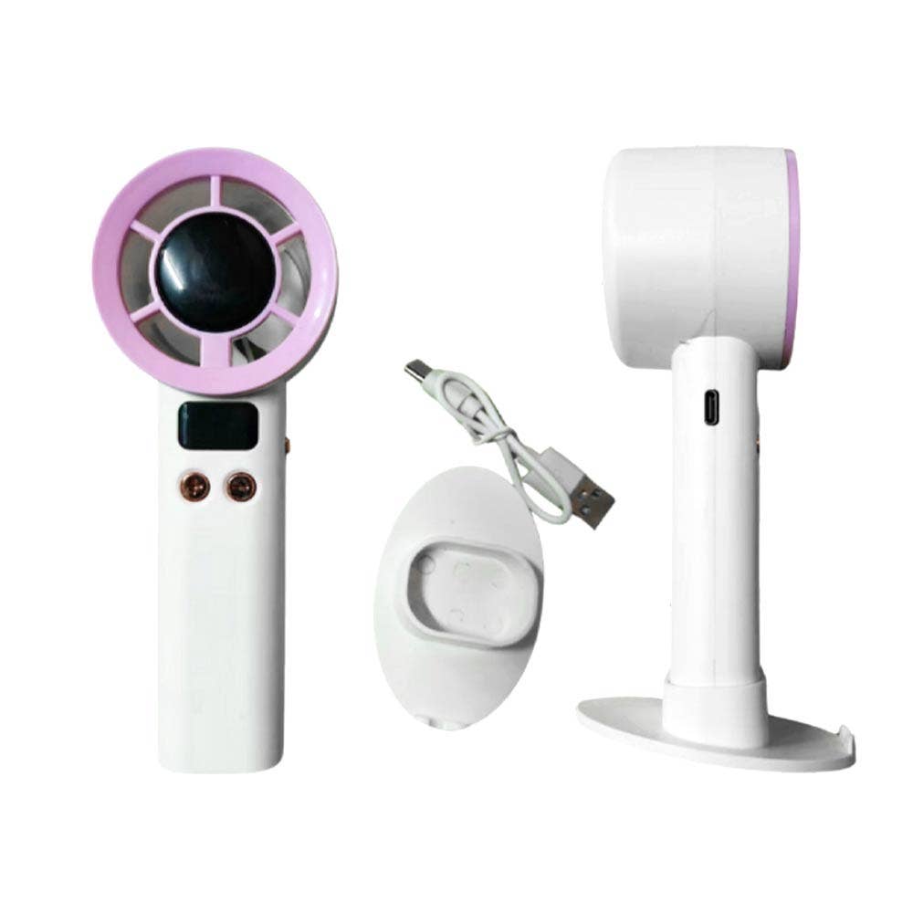 Light Up Digital Display Adjustable Speed Phone Stand Portable Handheld Mini Fan