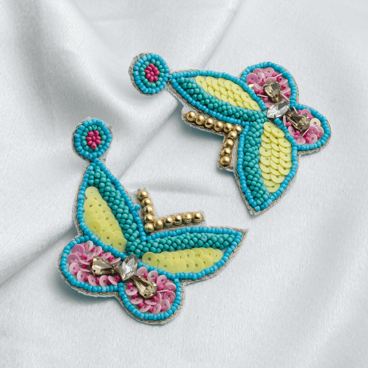 Butterfly Earrings | Beaded Jewelry | Blue Boho Earrings