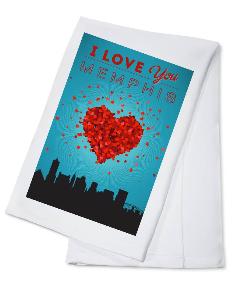 ORGANIC TEA TOWEL I Love You Memphis, Tennessee