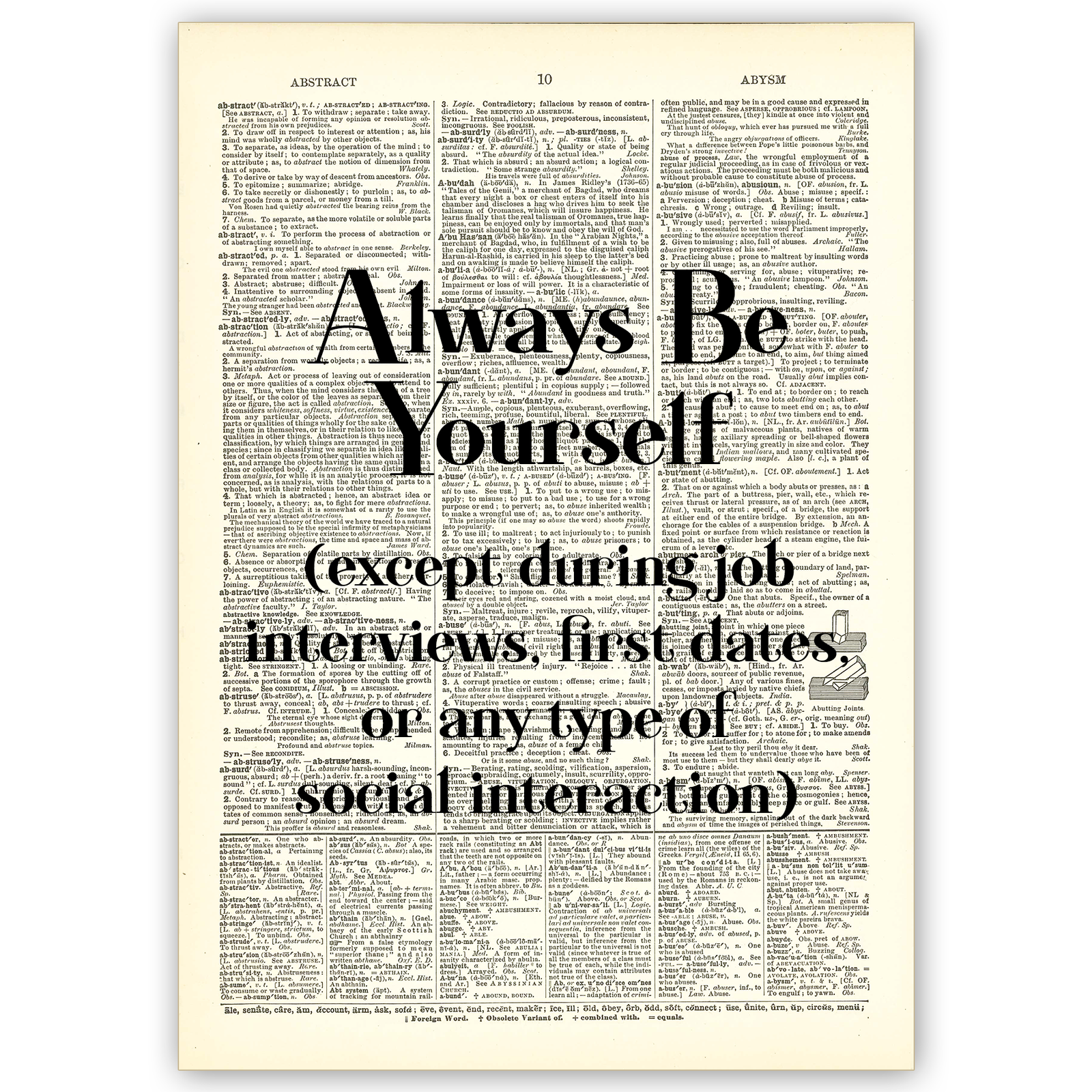 Art Print Dictionary Page | Vintage | Always Be Yourself