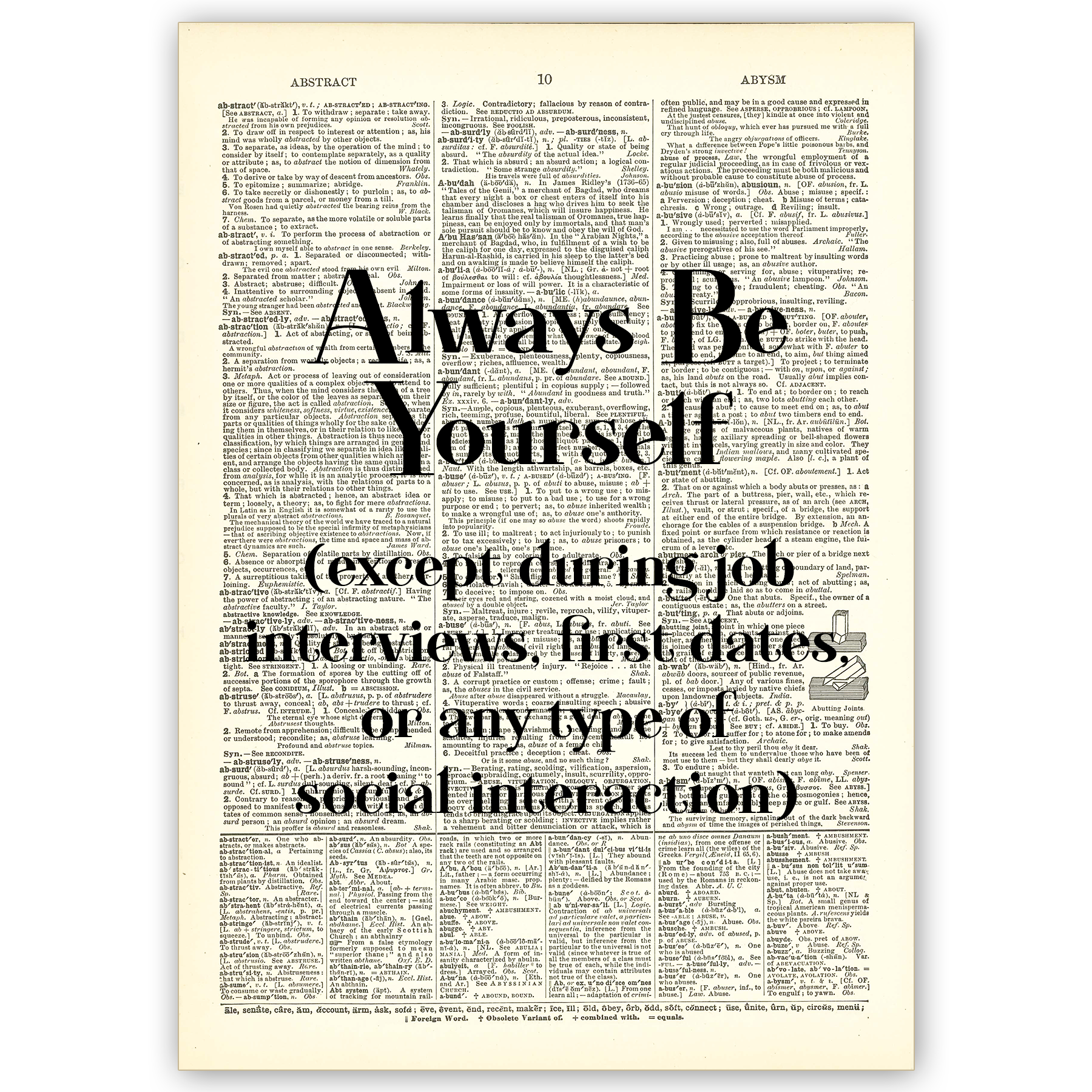 Art Print Dictionary Page | Vintage | Always Be Yourself - Feelin' Memphis  LLC, image size:1800x1800