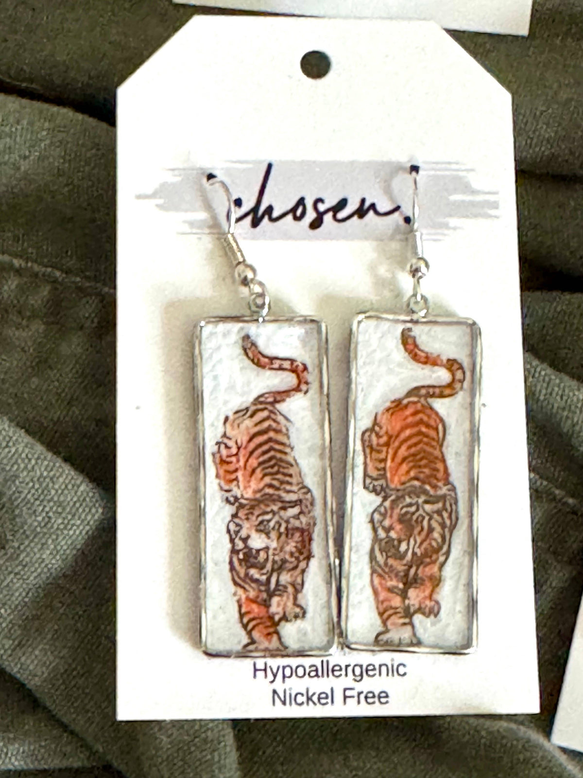 Tiger Hand Painted Leather Earrings Game Day