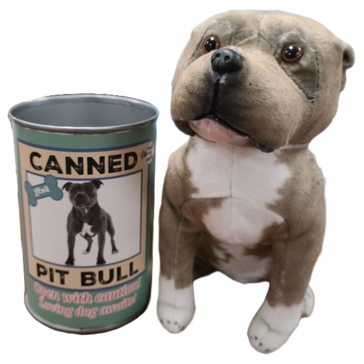 Canned Pit Bull with Barking Sound - Rescue Dog Plush Animal: Pop Top Lid