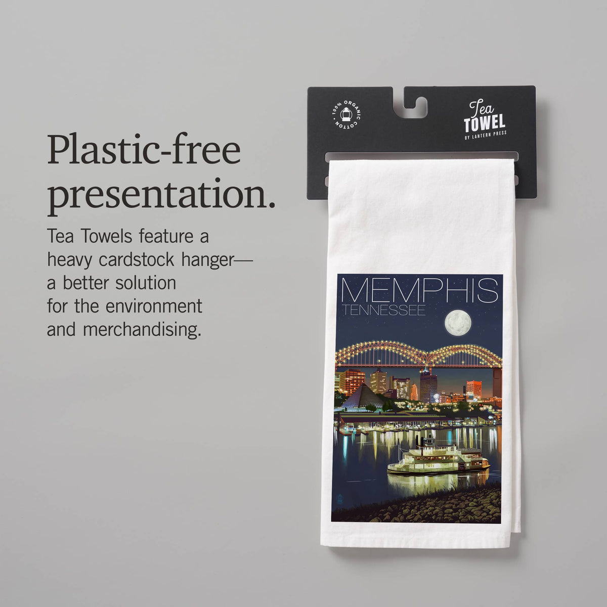 ORGANIC TEA TOWEL Memphis, Tennesseee, Skyline at Night
