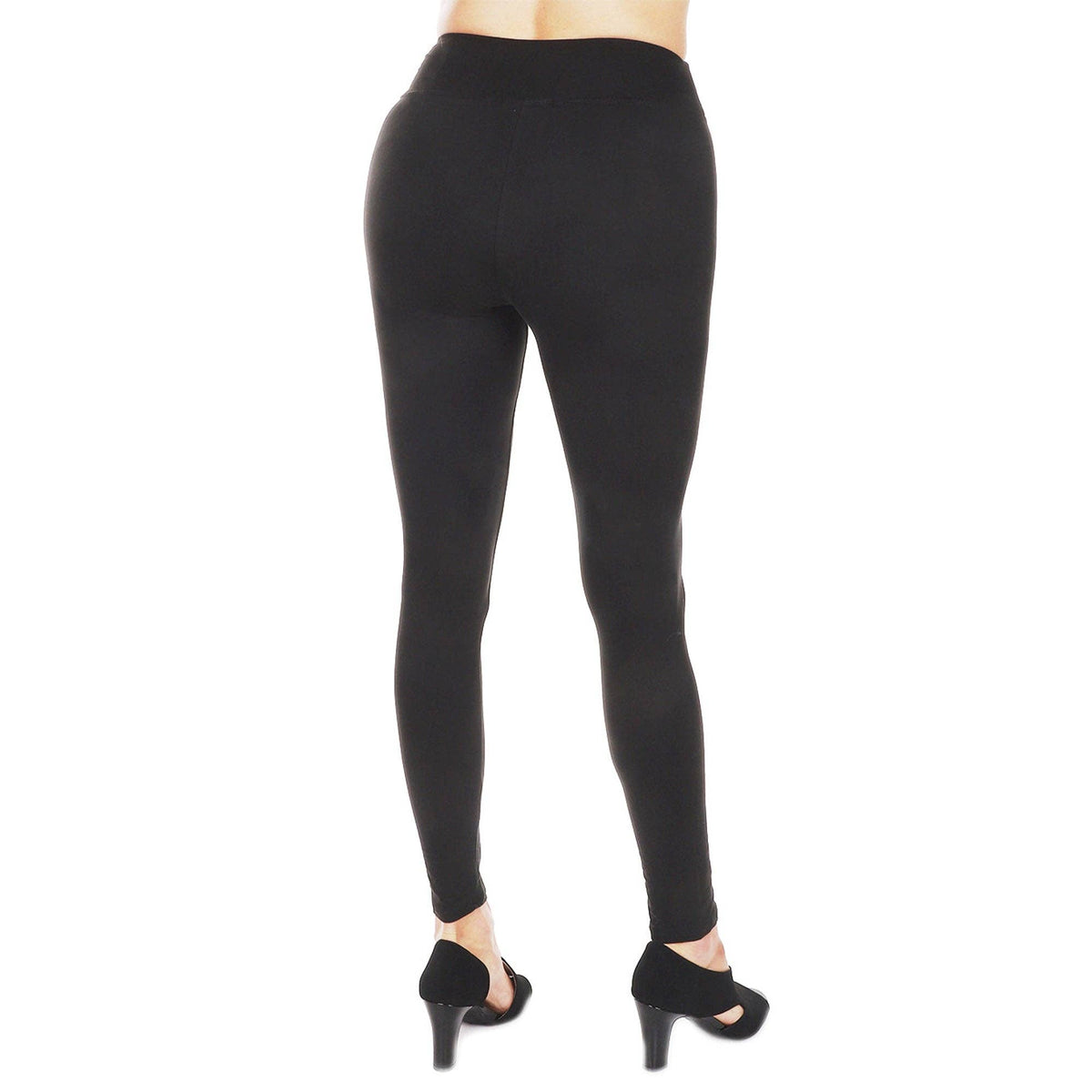 5 INCHES BAND TUMMY CONTROL SOFT LEGGINGS,  BLACK