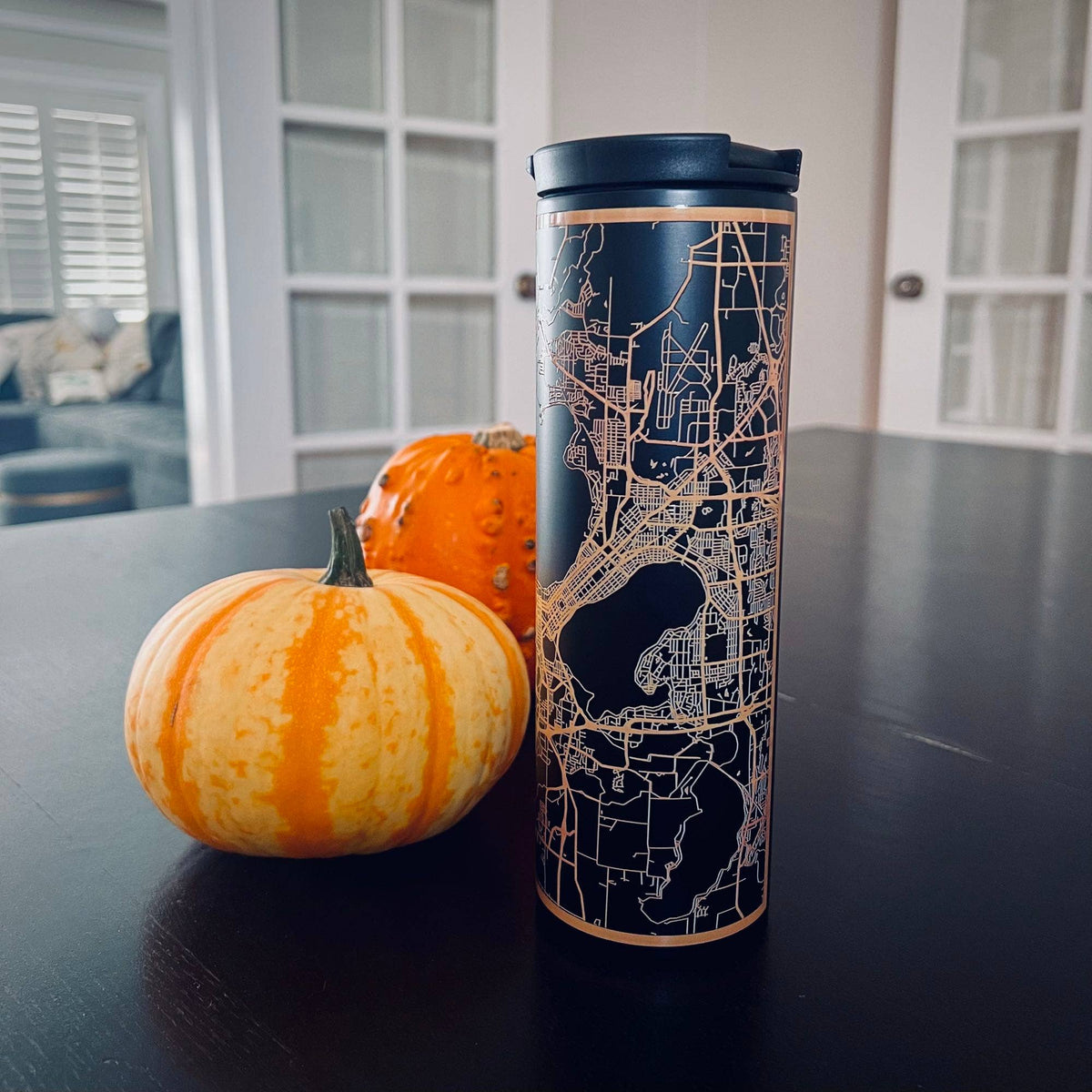 Memphis TN Tactile Lines Map Tumbler in Matte Black