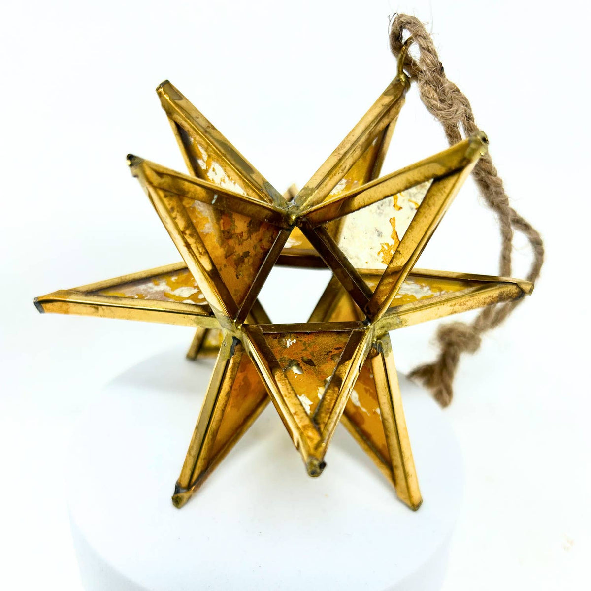 Antique Finish Glass 3D Star Ornament 4”
