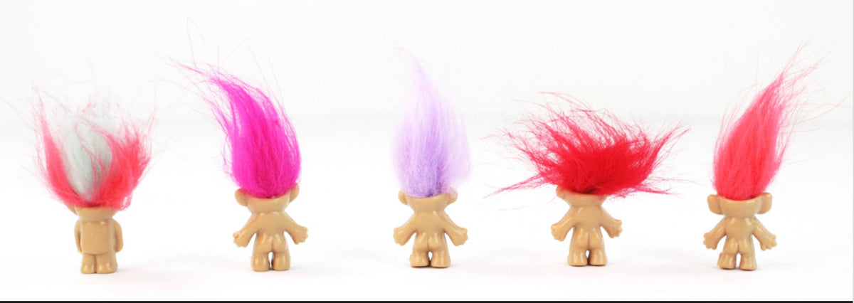 Mini Troll Dolls - 1”x2.5” Tall 1980s 1990s Novelty POP Toy 
