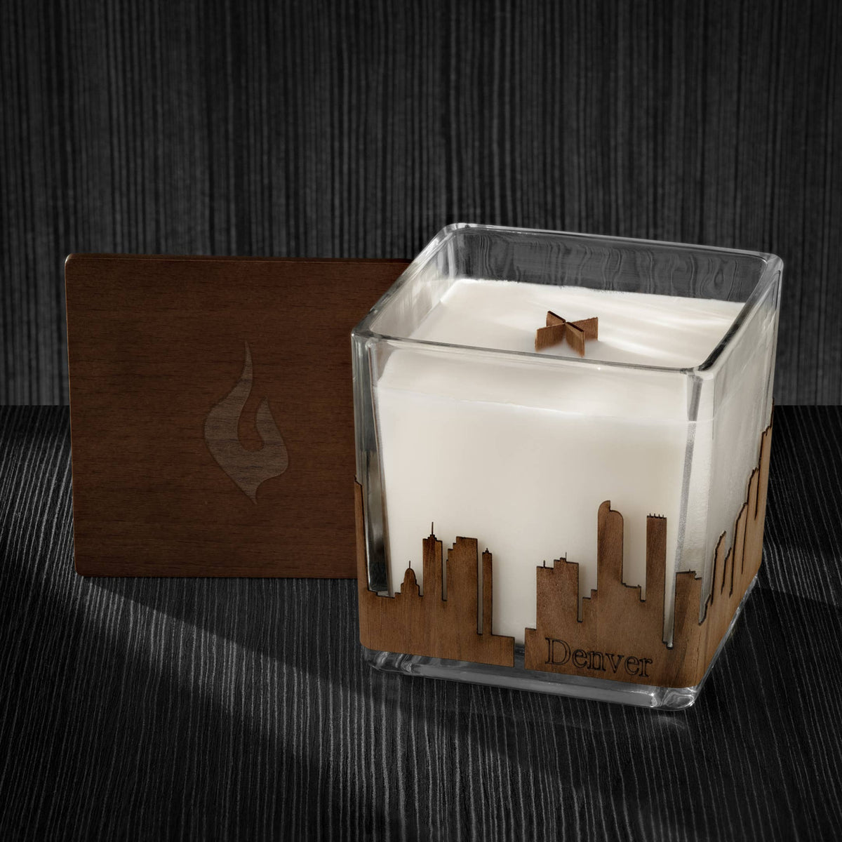Wood Wrapped City Skyline Candle 4x4x4: Memphis Tennessee