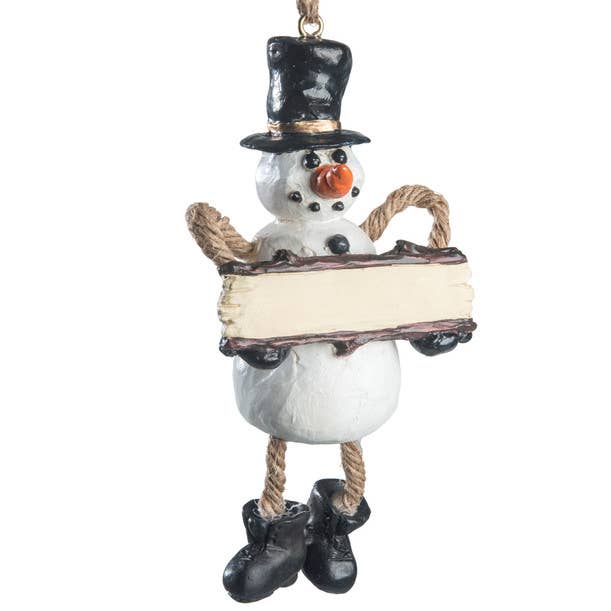 Snowman With Sign Personalize Ornament
