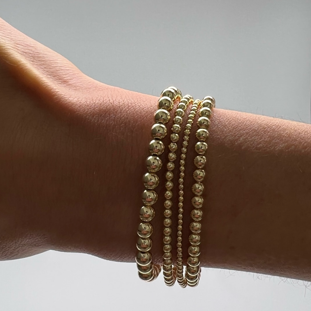Gold or Silver Ball Bracelet: Gold / Multiple Bead Sizes