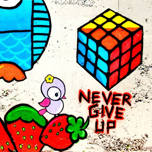 Never Give Up Mural Ceramic Coaster