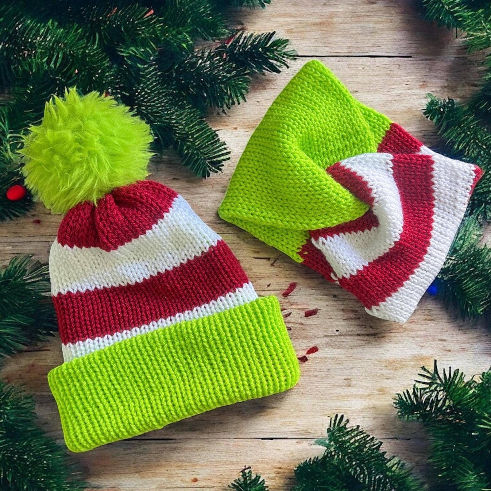 Grinchmas & Christmas Knit Accessories Handmade in USA