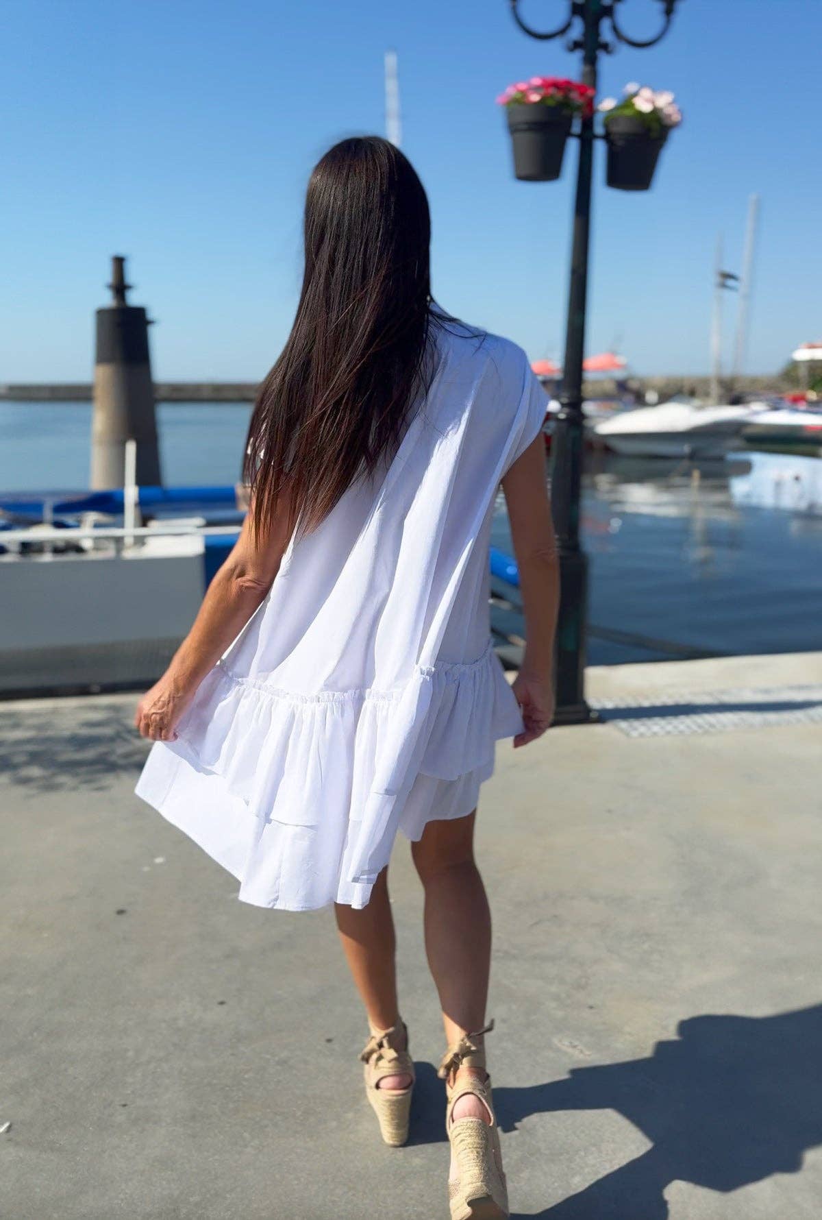 Short Cotton Dress Kalina: White