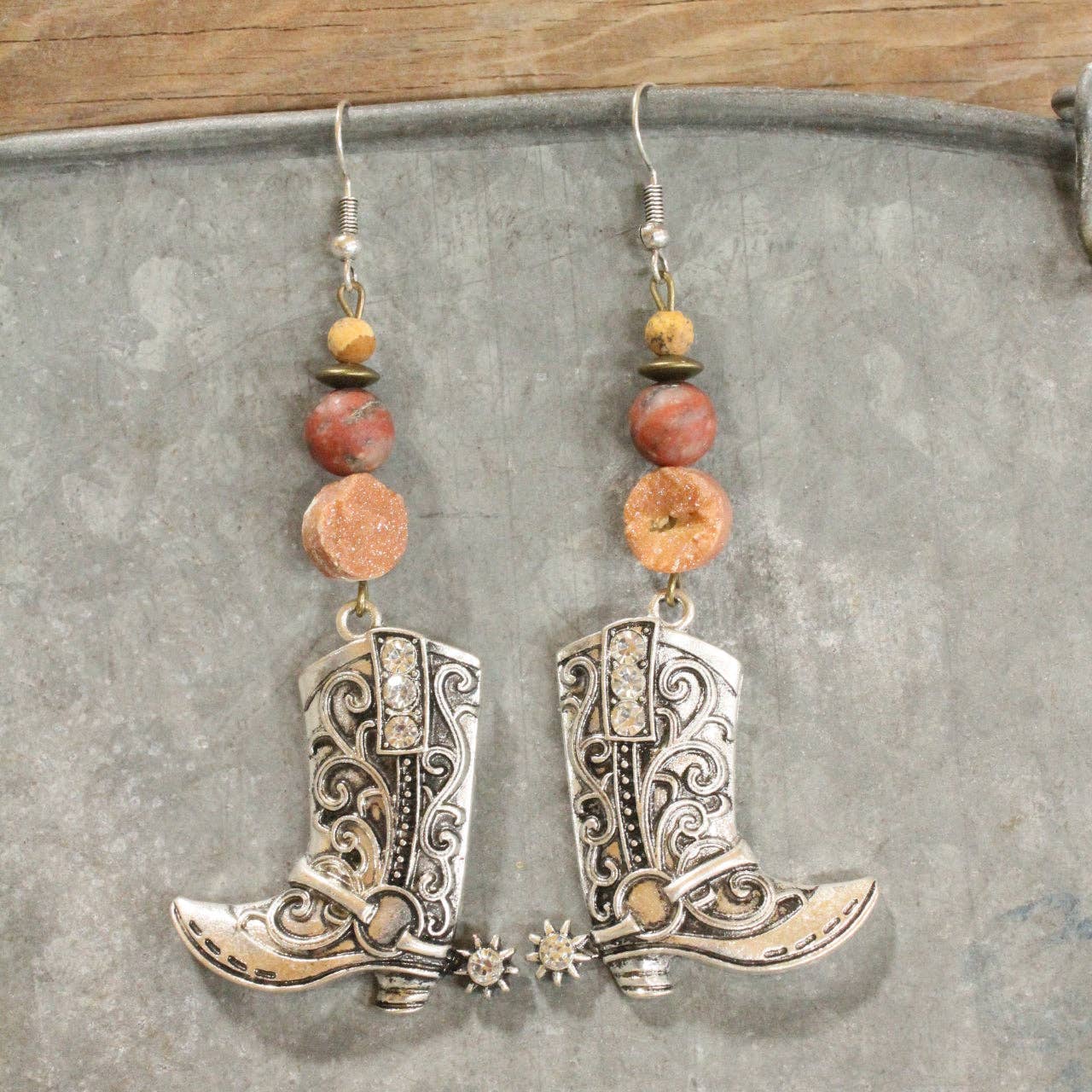 Just A Girl With Her Hat & Boots Dangle Drop Earrings