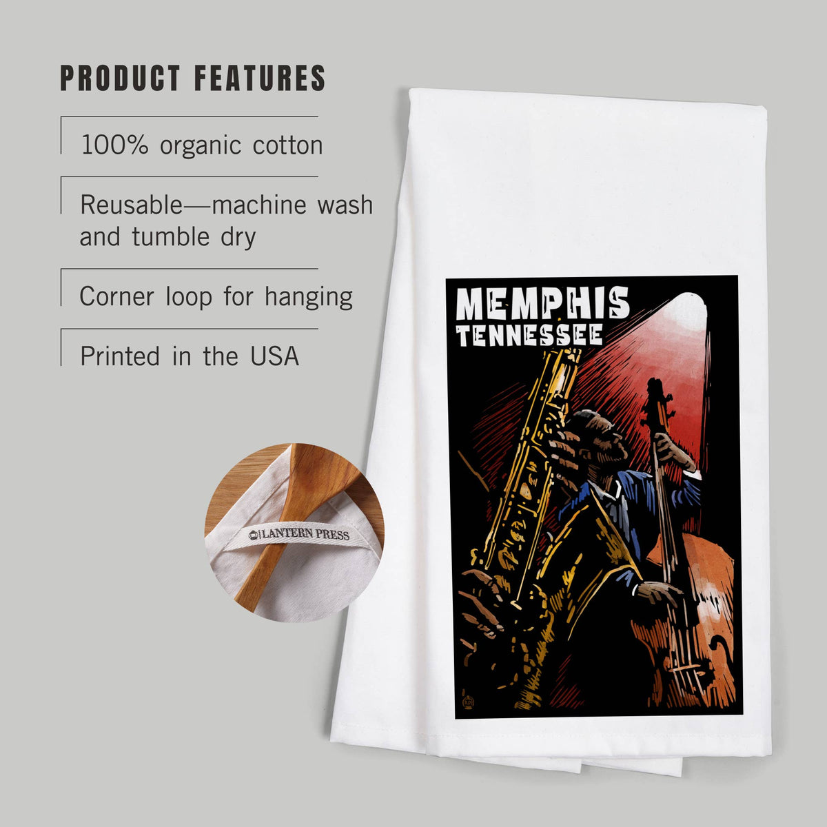 ORGANIC TEA TOWEL Memphis, Tennesse, Jazz Scene