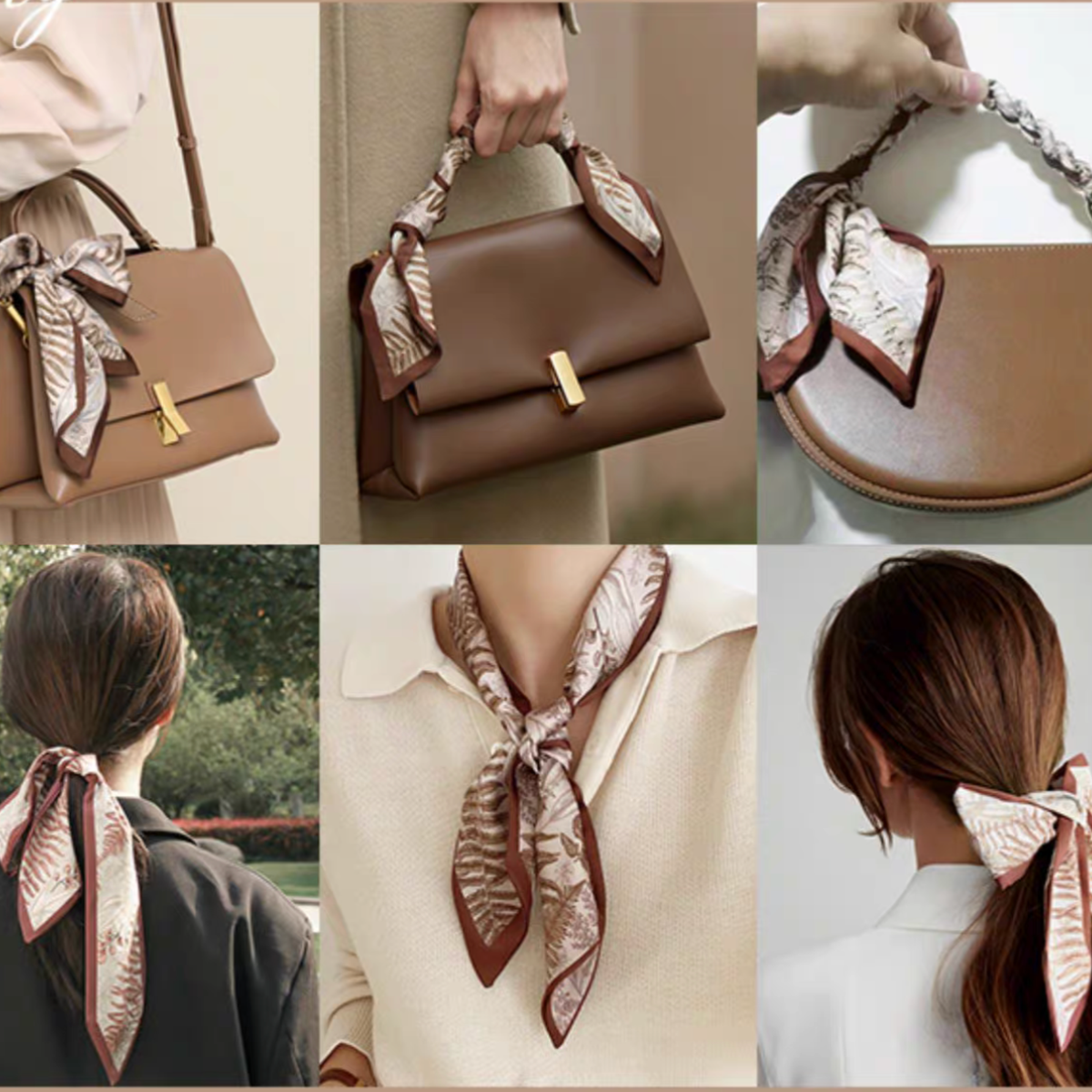 Silk Twilly Scarf Neck Scarf for Handbag Accessory : Green