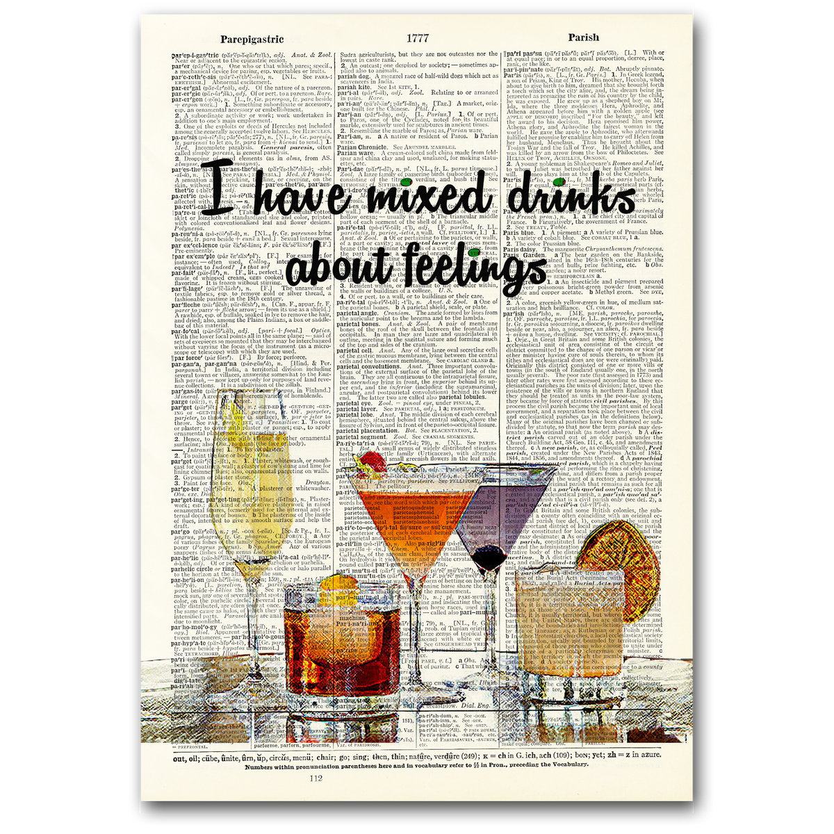 Art Print | Dictionary Page | Vintage | I Have Mixed Drinks