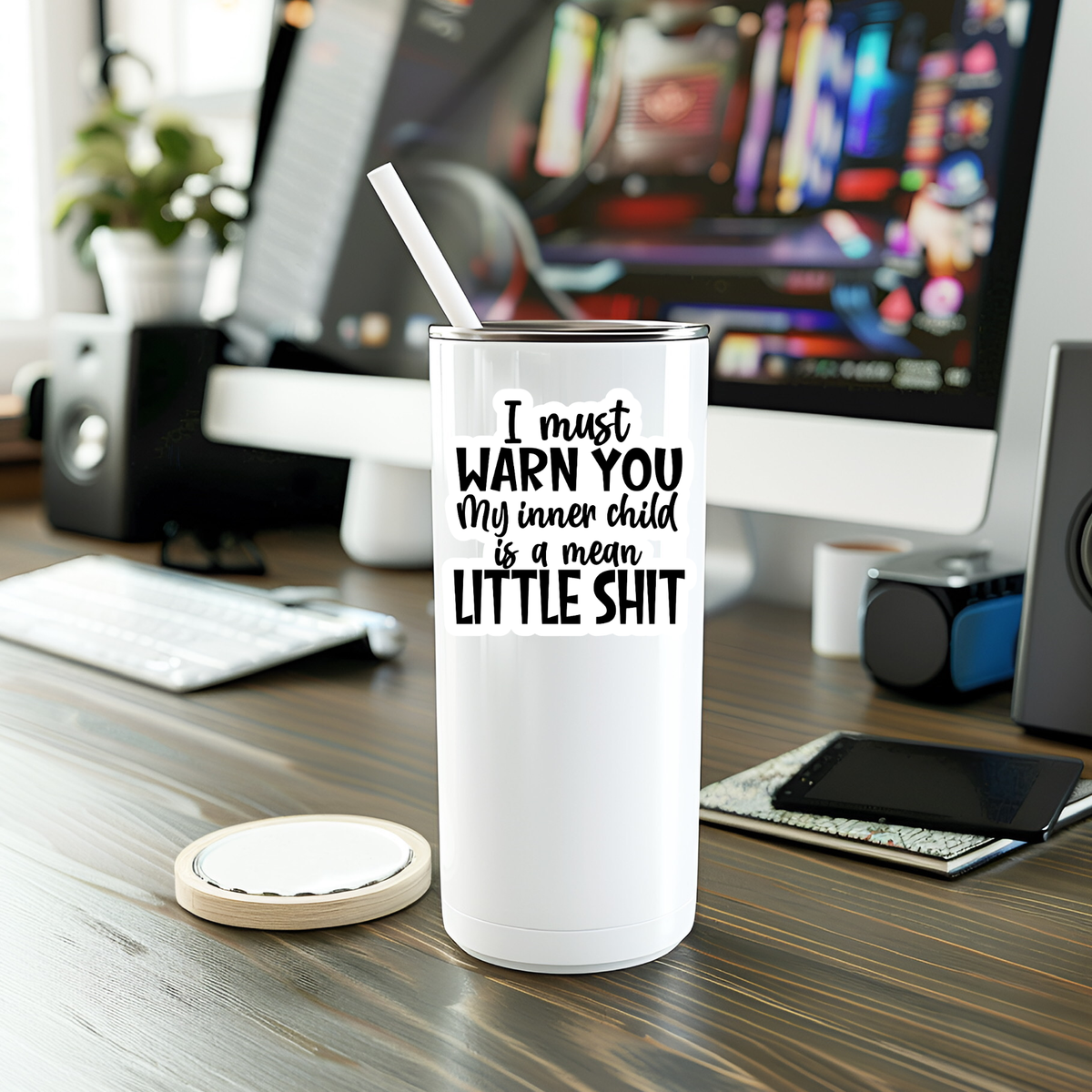 Funny I Must Warn You Vinyl Sticker