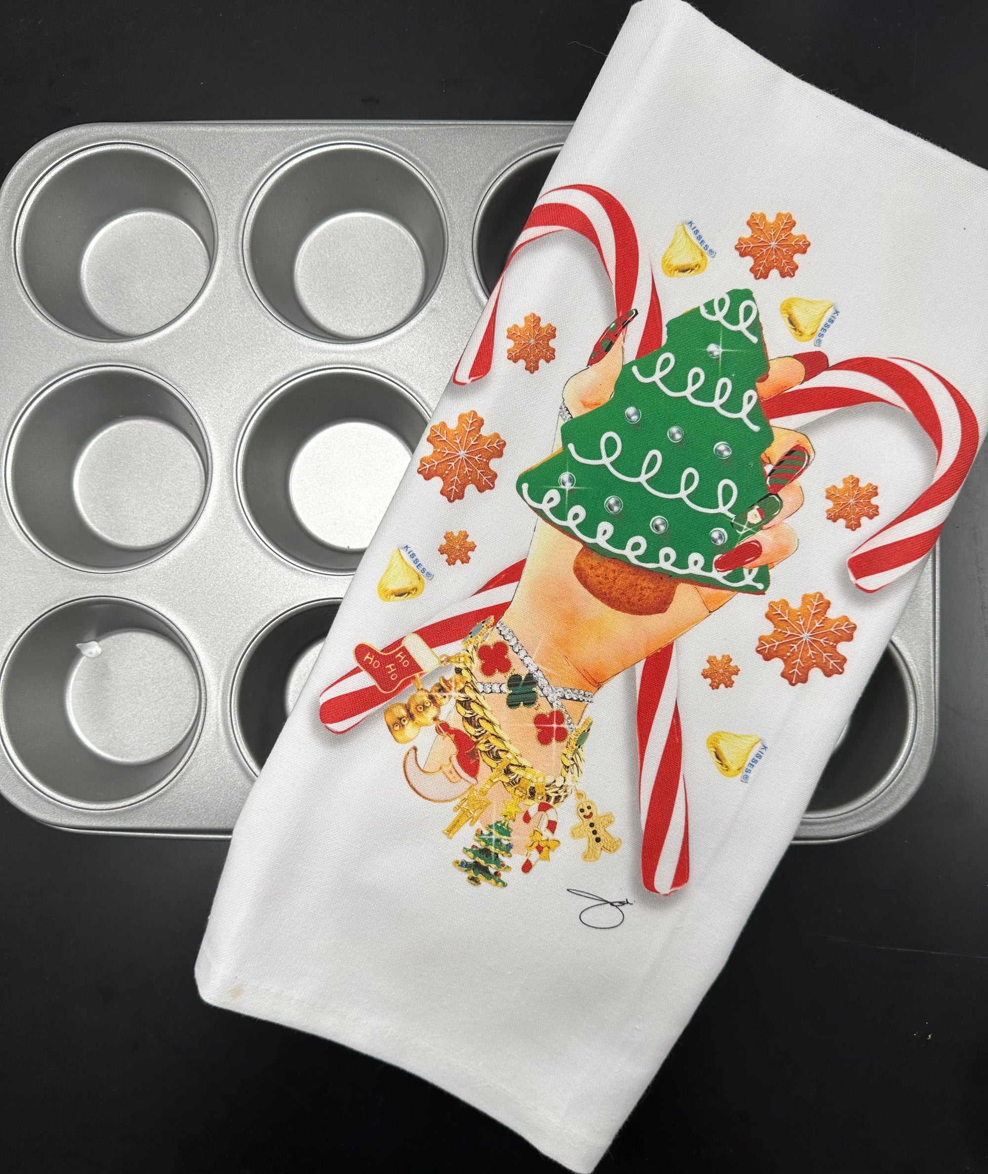 Christmas Cookie Tea Towel, Kitchen Towel